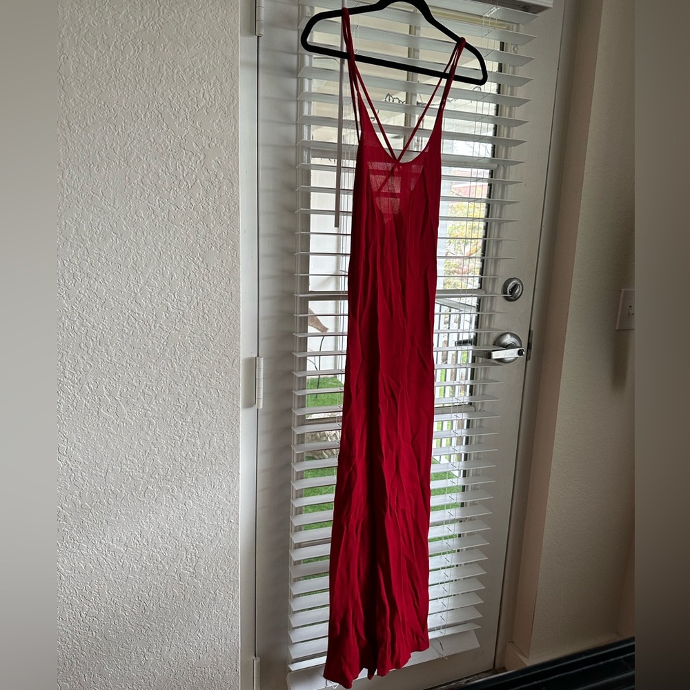 Reformation red maxi backless dress size XS.